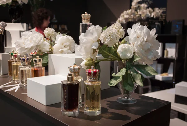 Perfume bottles at Esxence 2014 in Milan, Italy — Stock Photo, Image