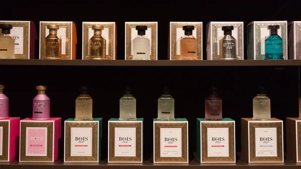 Perfume bottles at Esxence 2014 in Milan, Italy — Stock Photo, Image