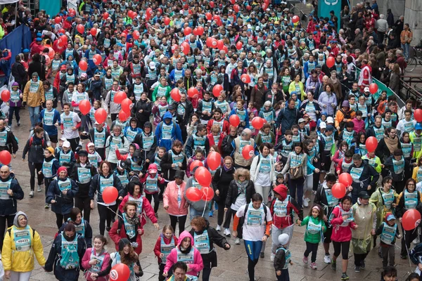 Athletes taking part in Stramilano half marathon — Stock Photo, Image