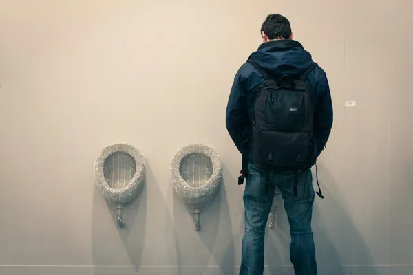 Guy visiting Miart 2014 in Milan, Italy — Stock Photo, Image