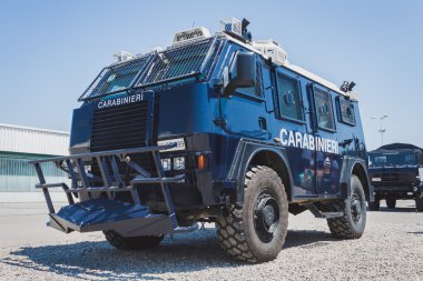 Carabinieri vehicle at Militalia in Milan, Italy clipart