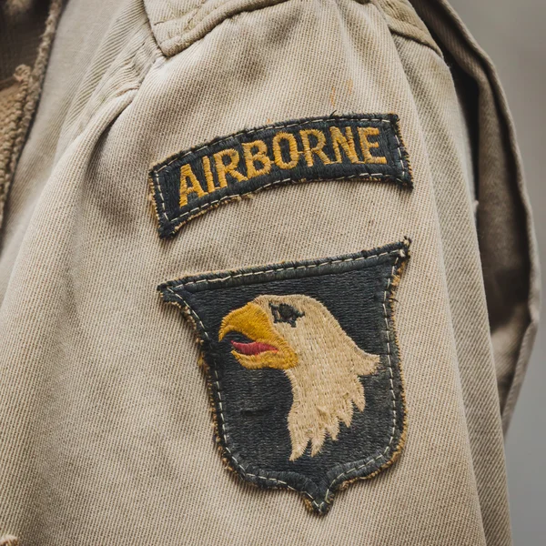 American sleeve patch at Militalia in Milan, Italy — Stock Photo, Image