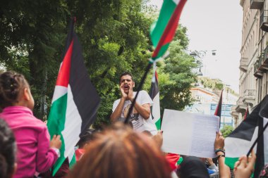 Gazze Şeridi milan, İtalya bombalama karşı protesto insanlar