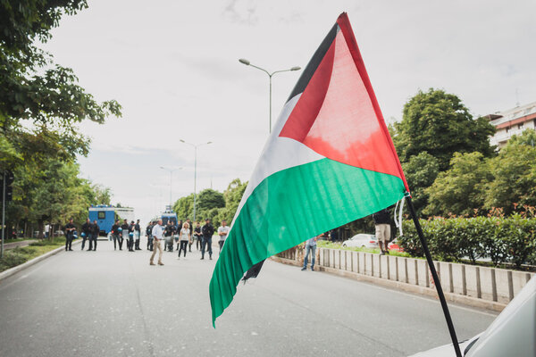 People protesting against Gaza strip bombing in Milan, Italy
