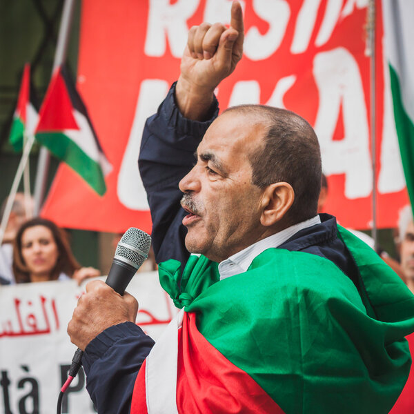 People protesting against Gaza strip bombing in Milan, Italy