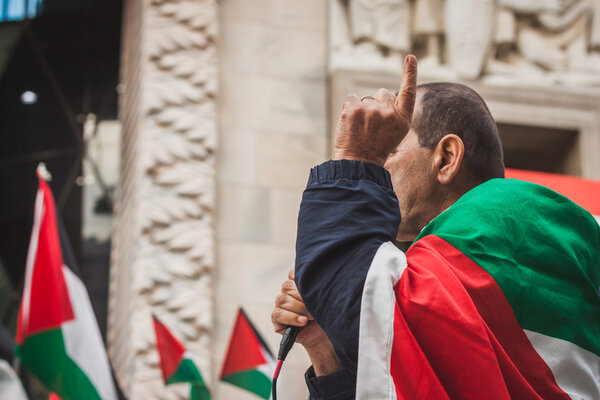 People protesting against Gaza strip bombing in Milan, Italy