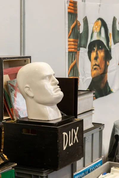 Milan Italy October Mussolini Head Display Militalia Exhibition Dedicated Militaria — Stock Photo, Image