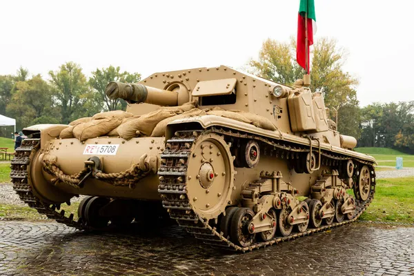 Milan Italy October Ww2 Italian Tank Seen Militalia Exhibition Dedicated — Stock Photo, Image