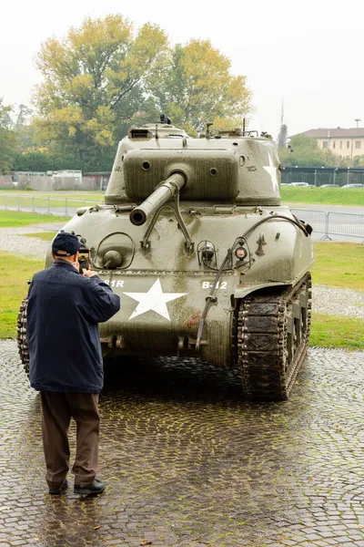 Milan Italy October Ww2 Ameican Tank Seen Militalia Exhibition Dedicated — Stock Photo, Image