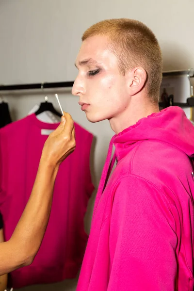 Milan Italy September Model Seen Backstage Just Alexandra Moura Show Stock Picture