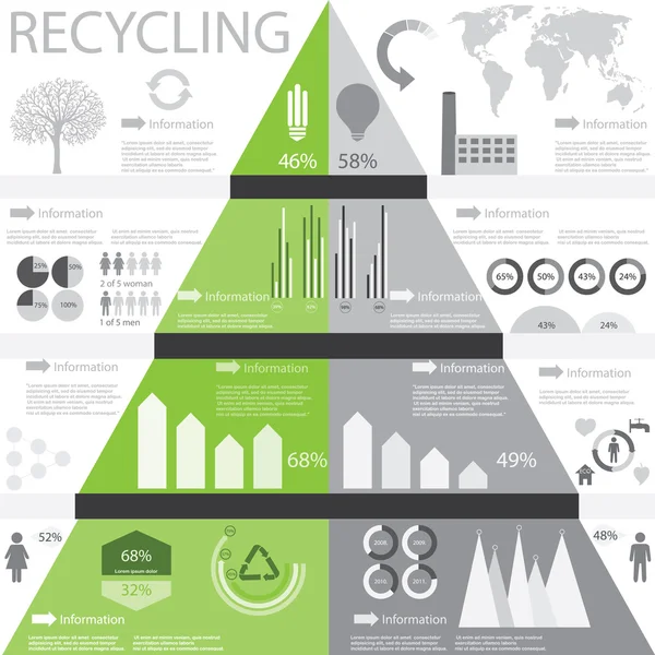 Ecologia, coleta de gráficos de informações de reciclagem Gráficos Vetores