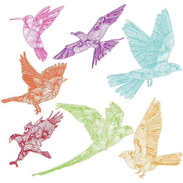 Коллекция летающих птиц — стоковый вектор
