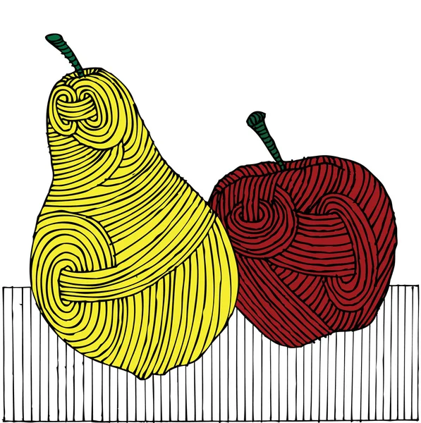 Poire et pomme — Image vectorielle