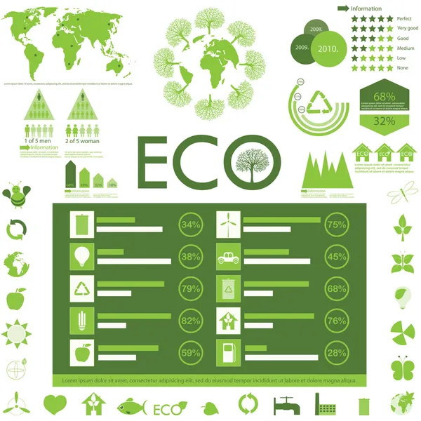 Ecología info colección de gráficos Ilustraciones de stock libres de derechos