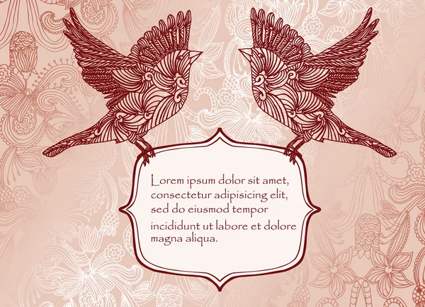 Carte d'invitation avec oiseaux — Image vectorielle