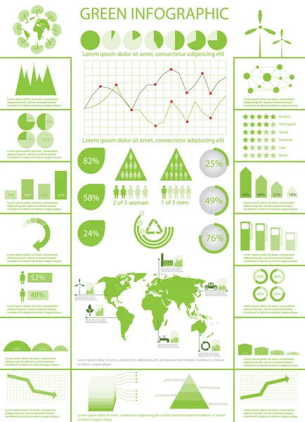 Ecología verde, gráficos de información de reciclaje — Vector de stock