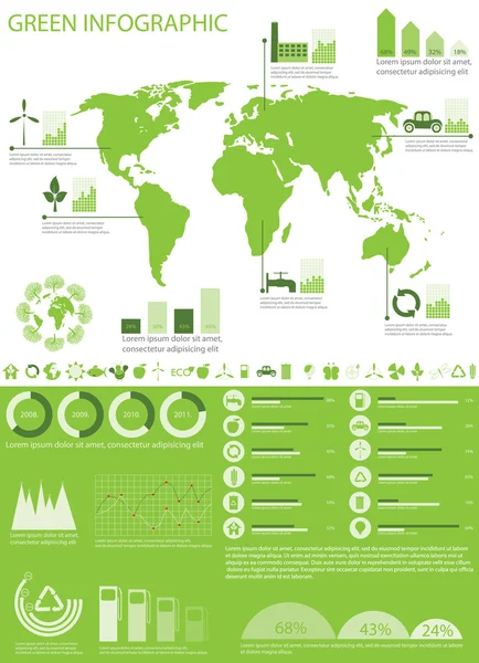 Ecología verde, recolección de gráficos de información de reciclaje — Archivo Imágenes Vectoriales