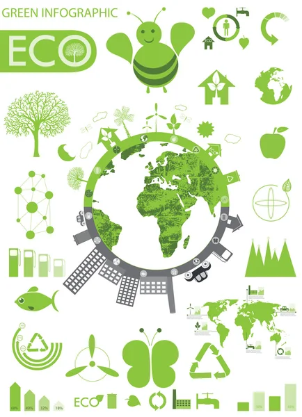 Ecologie, recyclage info graphiques — Image vectorielle