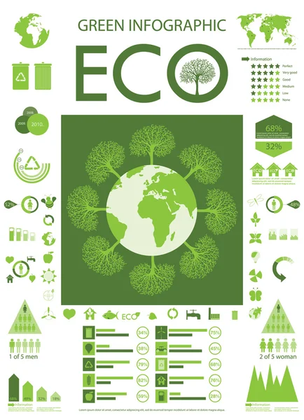 Green ecology info collection graphique — Image vectorielle