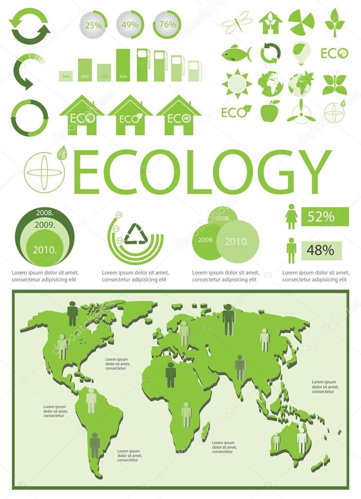 Green ecology info graphics collection