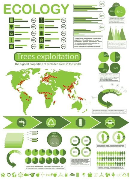 Ecología, reciclaje info gráficos colección — Archivo Imágenes Vectoriales