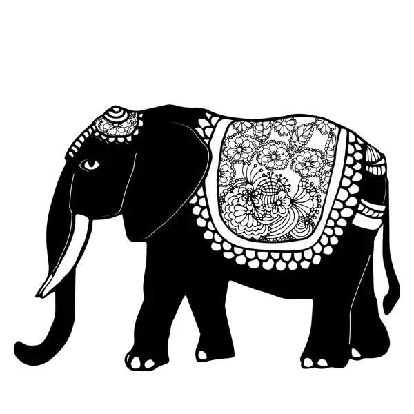 Stilizált fantasy elefánt mintás. Vektor Grafikák