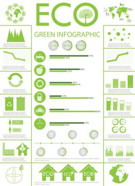 Yeşil ekoloji bilgi grafik koleksiyonu