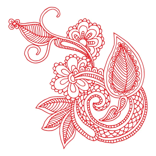 Desenho à mão linha arte ornamentado flor design —  Vetores de Stock