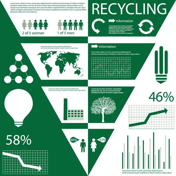 Ecologia, reciclagem de informação gráfica — Vetor de Stock