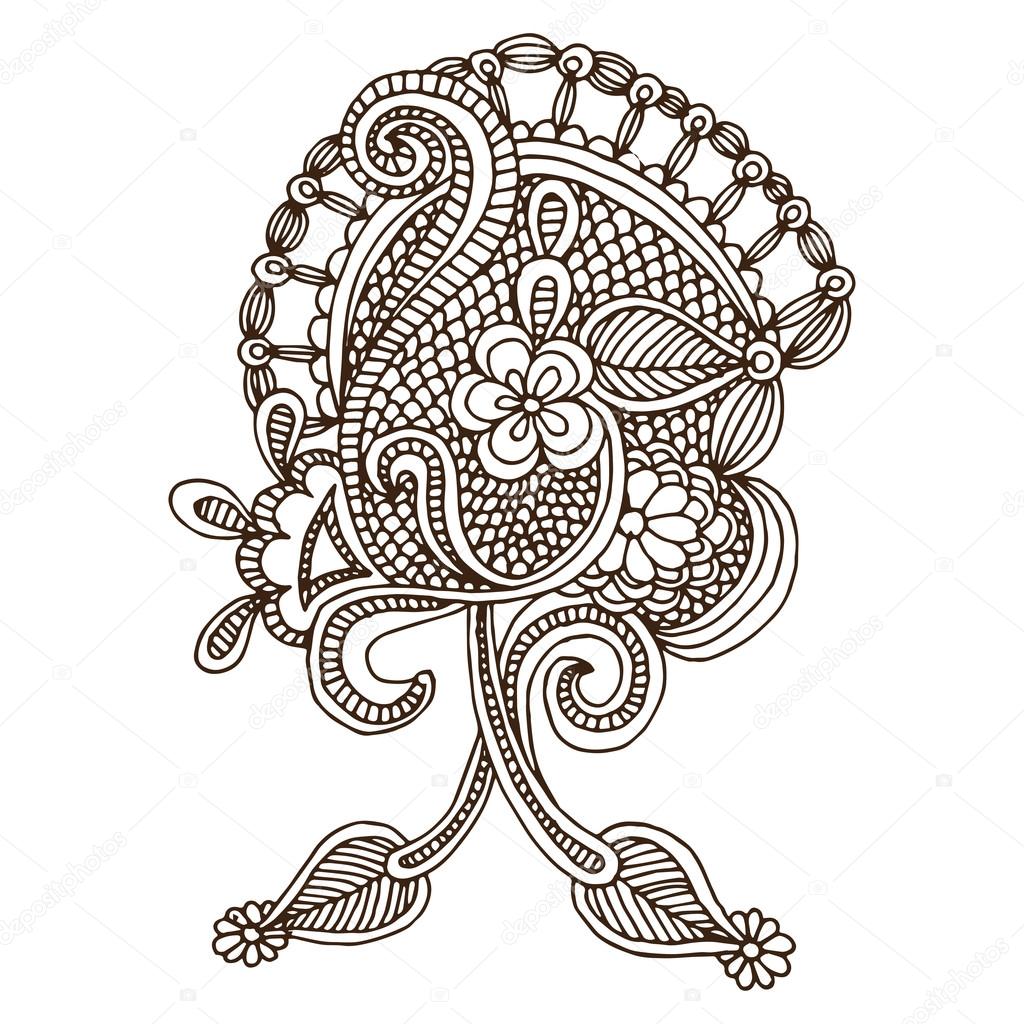 Hand draw line art ornate flower design
