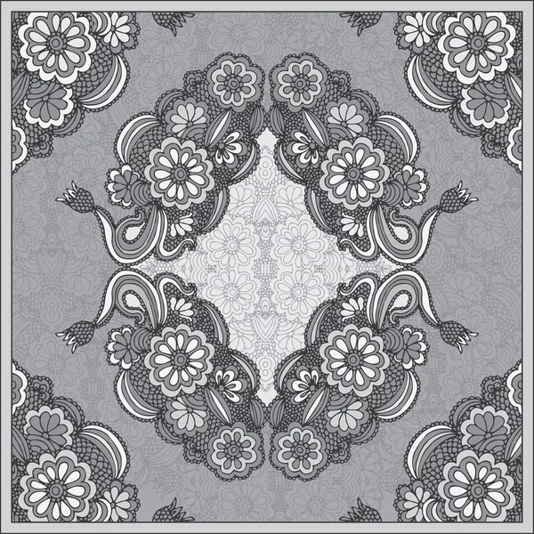 Ornamental paisley floral bandanna — Stock Vector