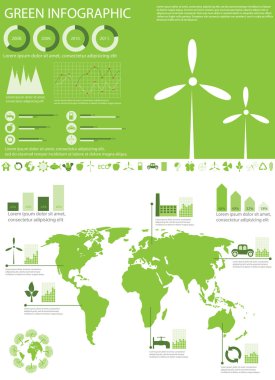 Yeşil ekoloji bilgi grafik koleksiyonu