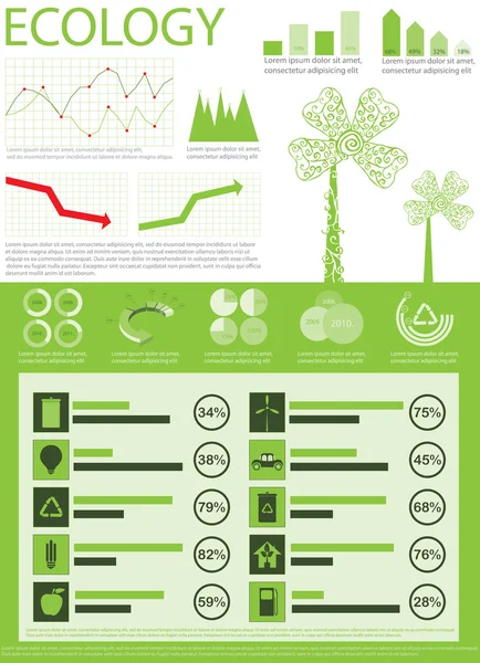 Green ecology info graphics collection — Stock Vector