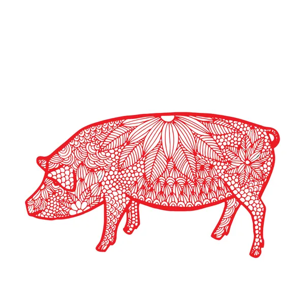 Pig- Zodíaco chino — Vector de stock