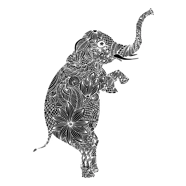Stylized fantasy patterned elephant — Stock Vector