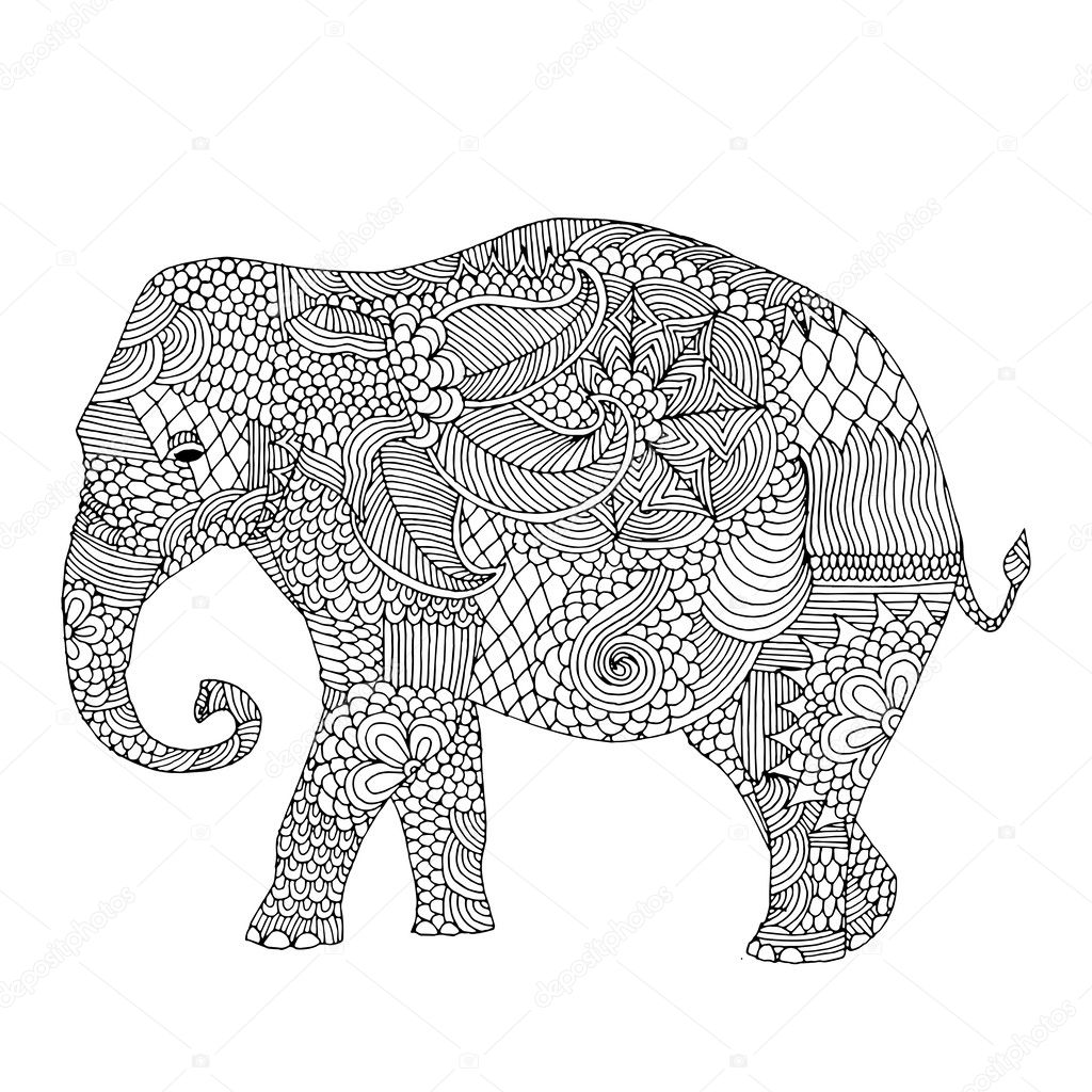 Stylized fantasy patterned elephant