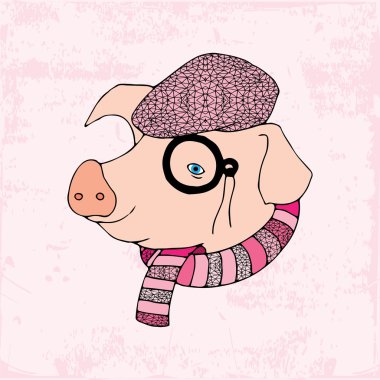 Pig with monocle clipart