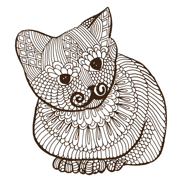 Милий кіт з вишивкою прикраси — стоковий вектор