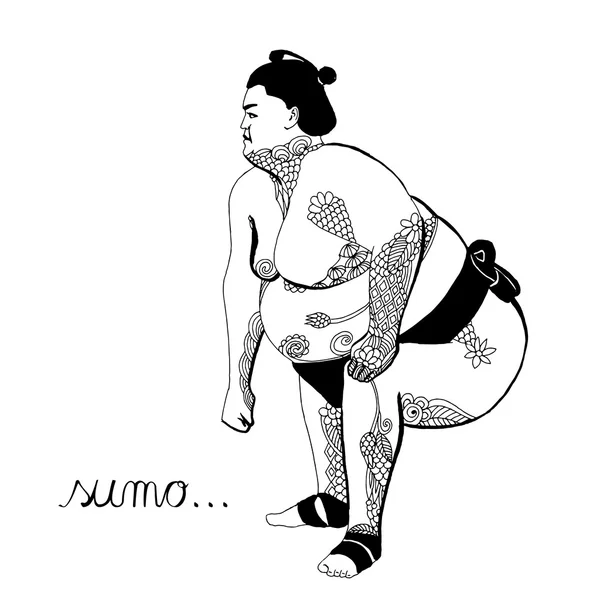 Joven luchador sumo — Vector de stock