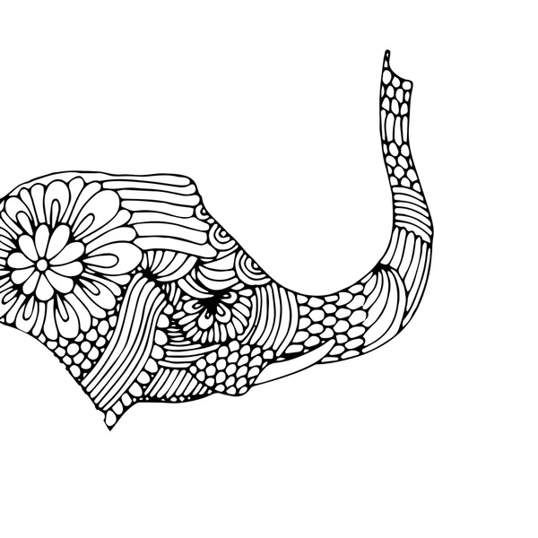 Éléphant à motifs fantaisie stylisé . — Image vectorielle