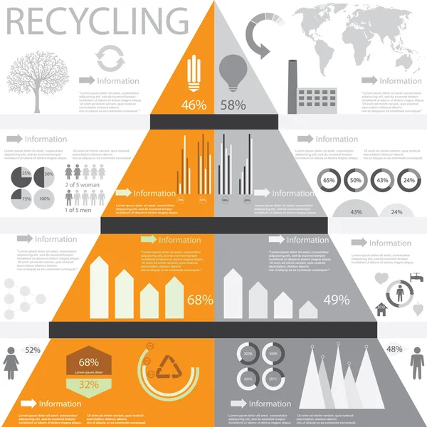 Ecología, reciclaje info gráficos colección — Archivo Imágenes Vectoriales