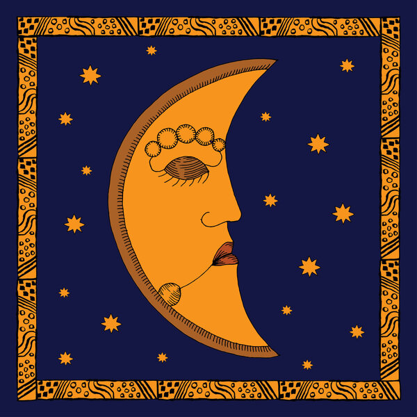 Gold moon on night sky