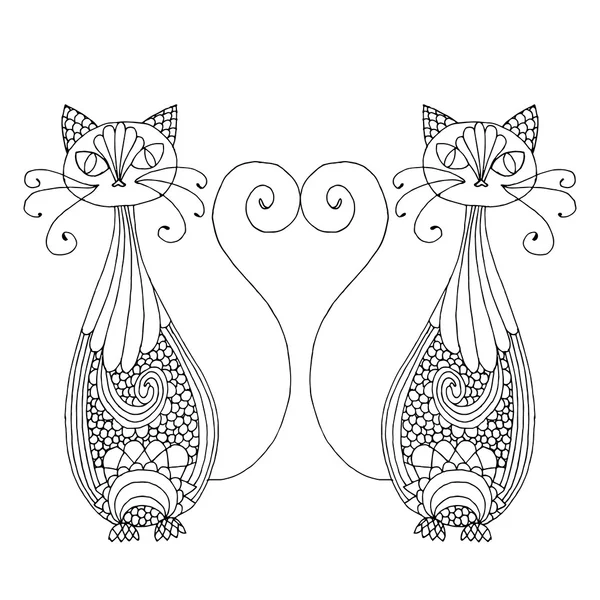 고양이의 양식에 일치 시키는 패턴된 일러스트 — 스톡 벡터