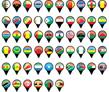 Flags of African countries like pins clipart