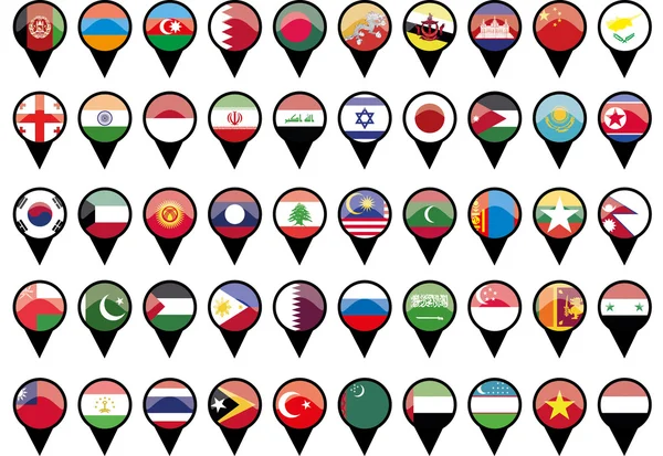 Прапори азіатських країнах, як PIN-коди Ліцензійні Стокові Вектори