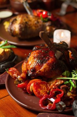 tavuk tabloda Ortaçağ tarzı resim kapat