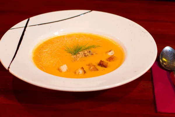 Afbeelding van smakelijke oranje soep — Stockfoto