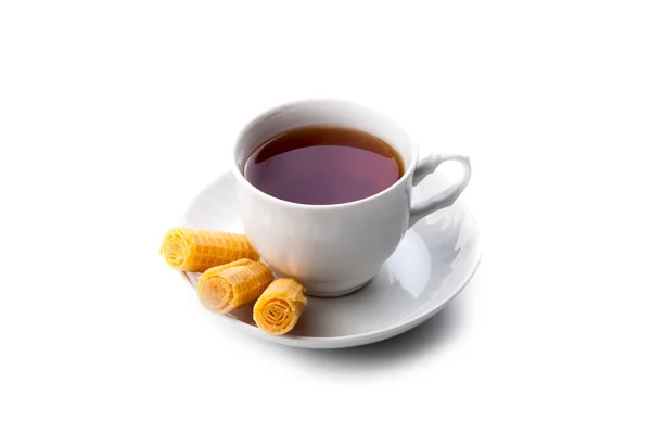 Tasse Tee mit Brötchen — Stockfoto