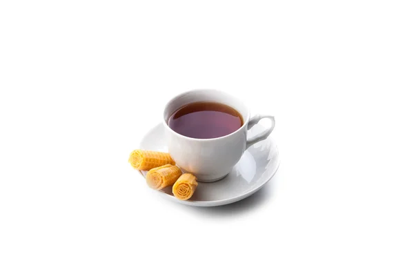 Tasse Tee mit Brötchen — Stockfoto