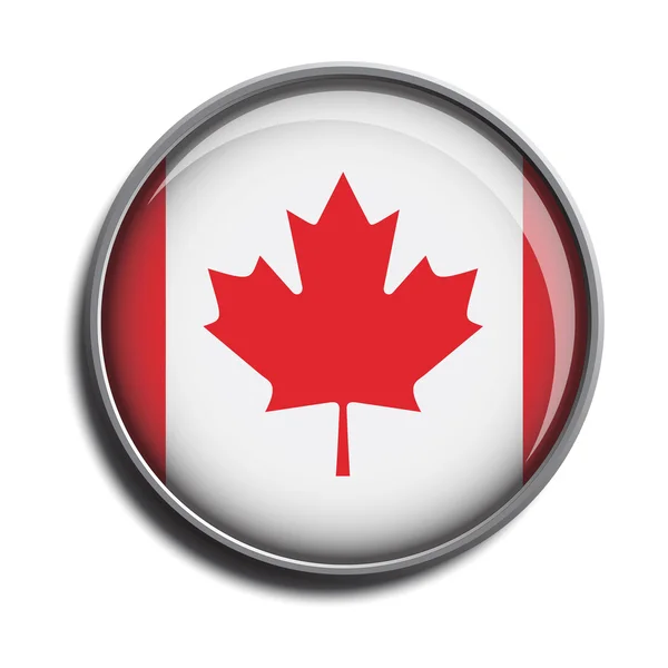 Icono de la bandera botón web canada — Vector de stock